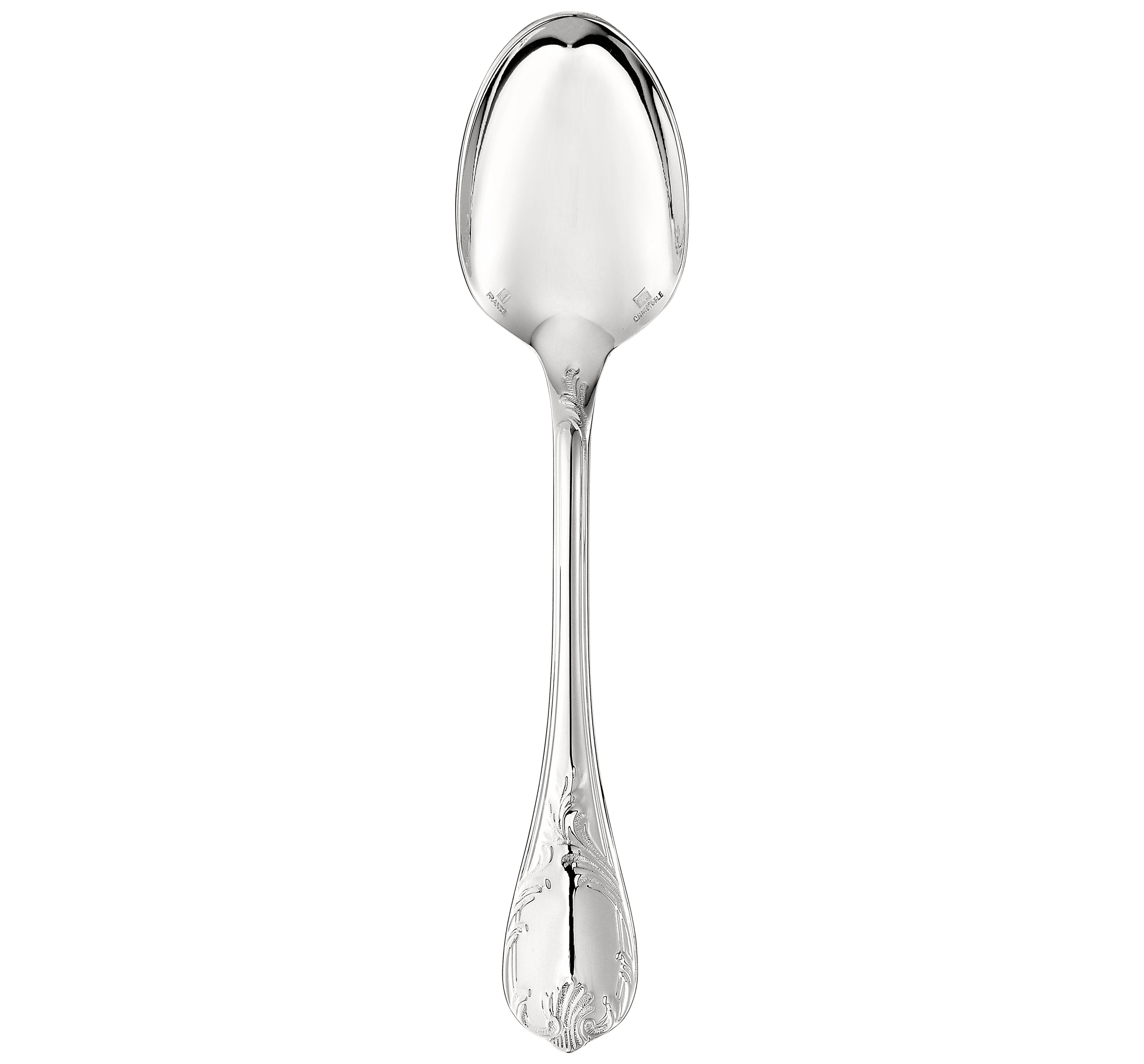 Christofle Cuillère de service Marly en métal argenté, motif rocaille (8 1/8) - France