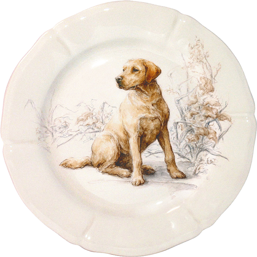 Gien, Sologne, Dessert plates assorted Dogs, set of 6 - MDMAISON
