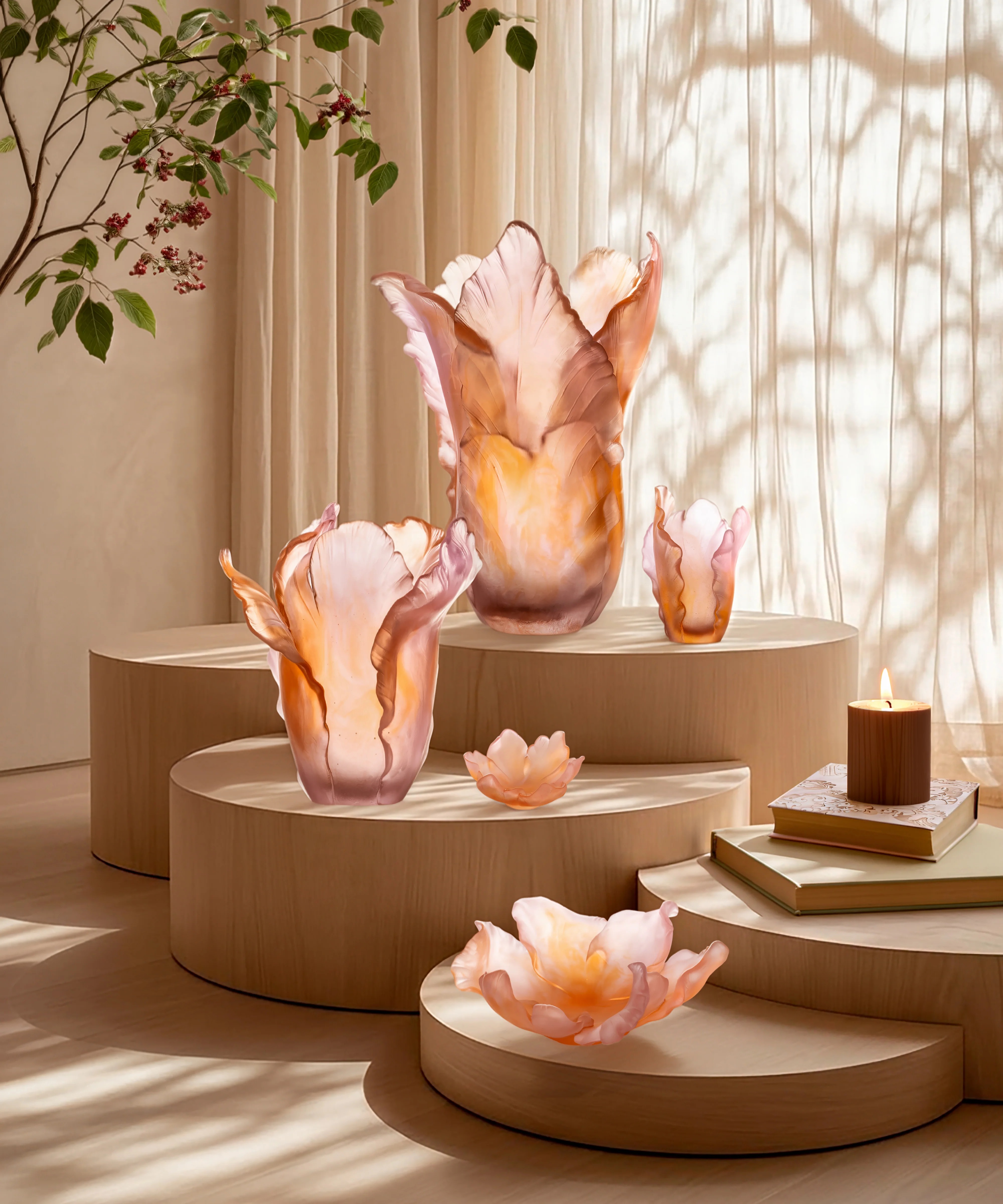 Daum, Tulipe vases, Amber pink vase, large - MDMAISON